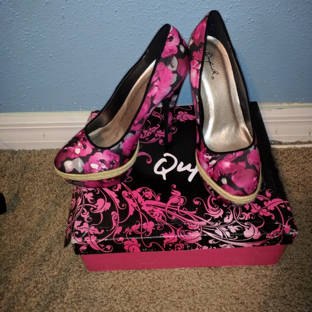 Pink flower heels